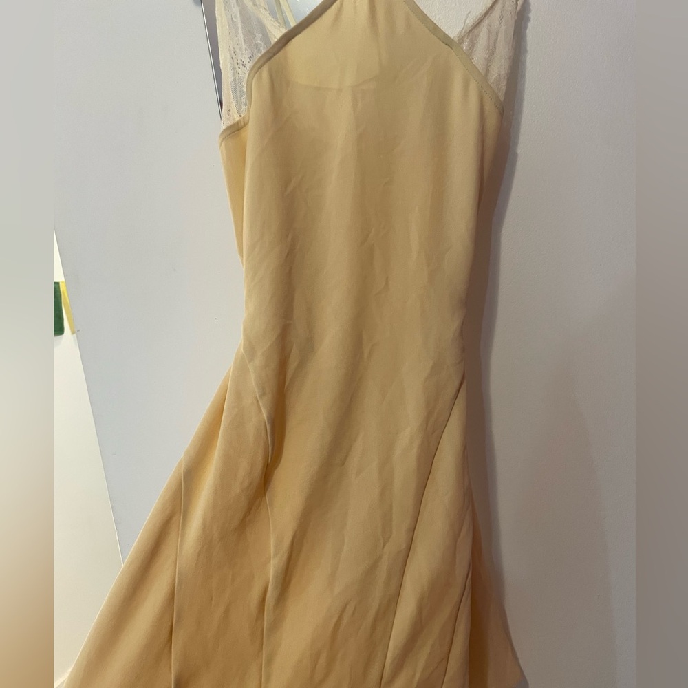 Light Yellow Layered Halter Mini Dress - Picture 5 of 7